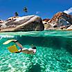 Woman Snorkeling Under Water 