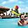 Father and Son by the Floating Cabanas at Perfect Day at Coco Cay