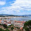 Hilltop city view of Cangas on the Bay of Vigo, Spain